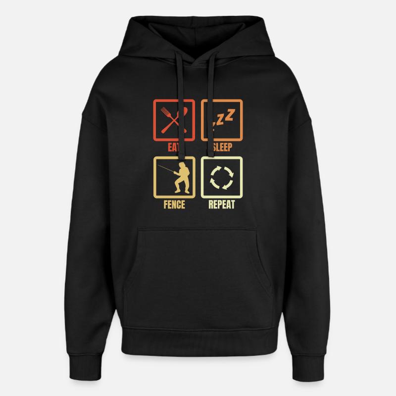 Manger, dormir, escrimer, répéter - Sweat à capuche unisexe Stanley/Stella Oversized - noir