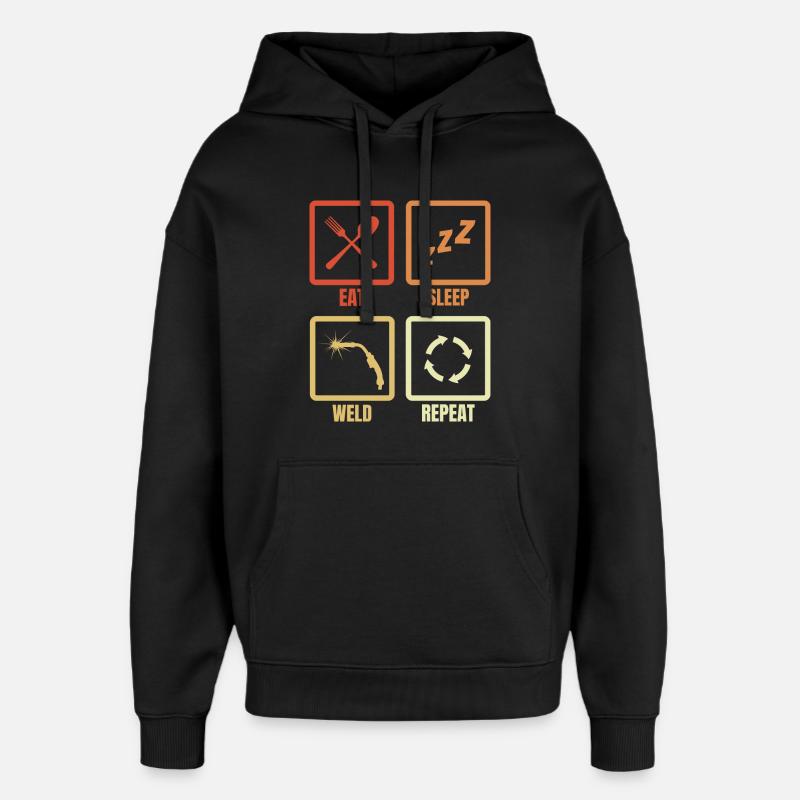 Manger Sommeil Soudure Répéter - Sweat à capuche unisexe Stanley/Stella Oversized - noir
