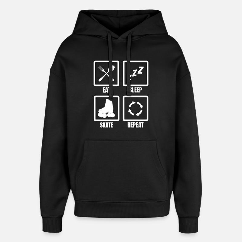 Manger Dormir Patiner Répéter - Sweat à capuche unisexe Stanley/Stella Oversized - noir