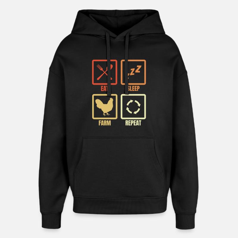 Manger dormir Cultiver Répéter - Sweat à capuche unisexe Stanley/Stella Oversized - noir