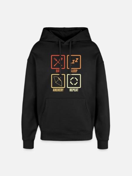 Eat Sleep Archery Repeat - Oversized Unisex Hoodie by Stanley/Stella - black