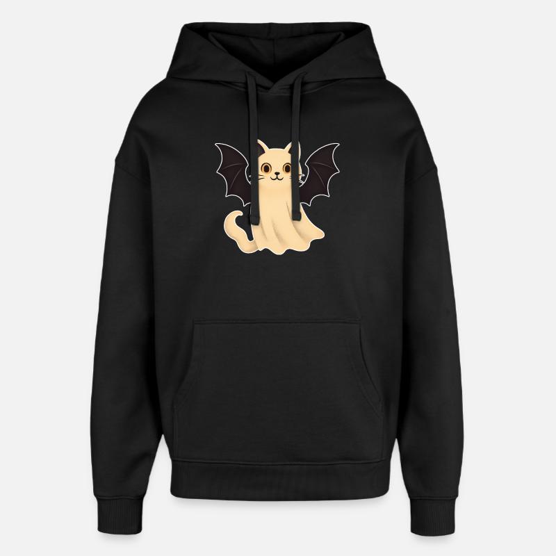 Chat câlin avec des ailes de chauve-souris - Sweat à capuche unisexe Stanley/Stella Oversized - noir