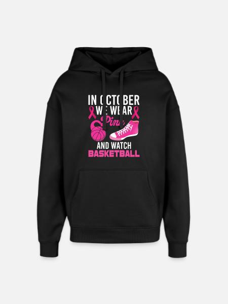 Octobre Rose Basket Rose - Sweat à capuche unisexe Stanley/Stella Oversized - noir