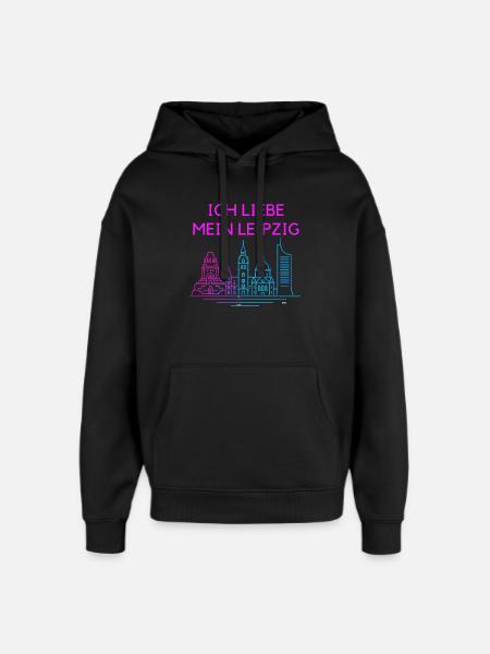 I love my Leipzig Neon Skyline - Oversized Unisex Hoodie by Stanley/Stella - black