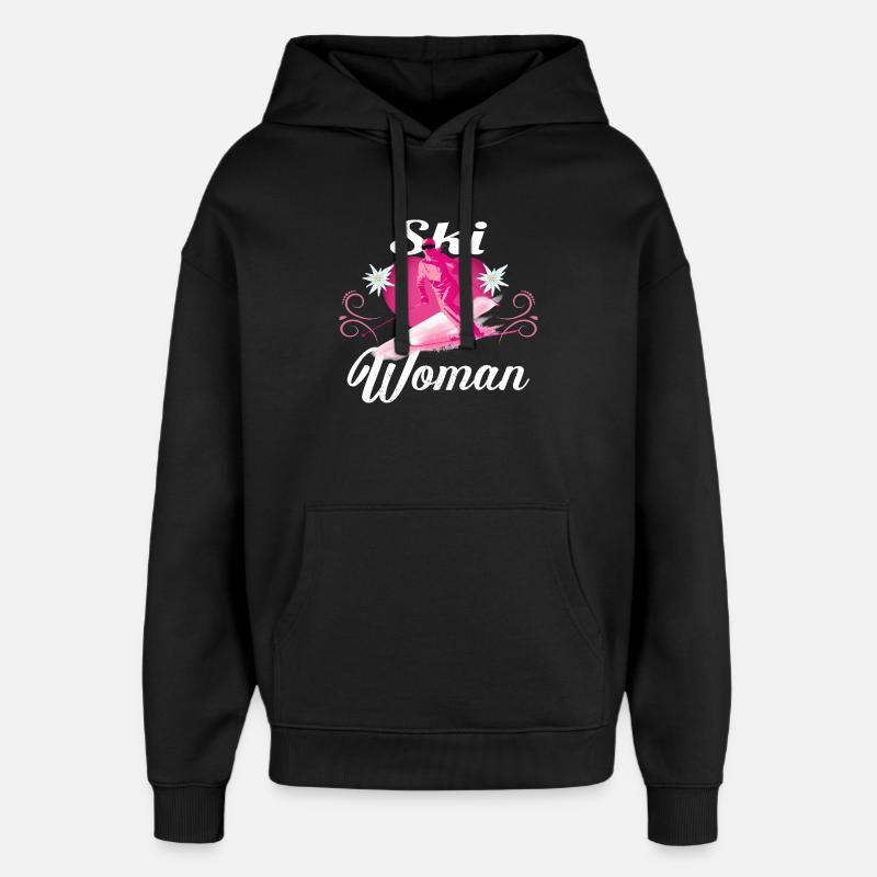 Esquí Mujer Retro Rosa Esquí - Sudadera con capucha unisex Stanley/Stella Oversized - negro