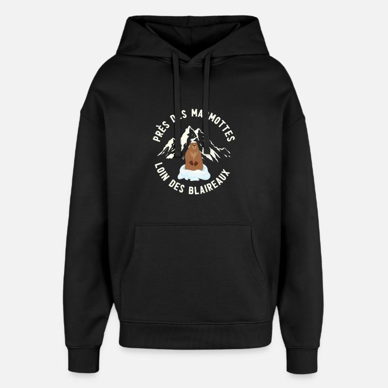 Humour sur marmotte  - Sweat à capuche unisexe Stanley/Stella Oversized - noir