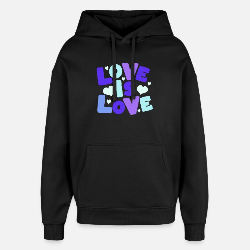 L’amour est amour Cœurs pastel - Sweat à capuche unisexe Stanley/Stella Oversized - noir