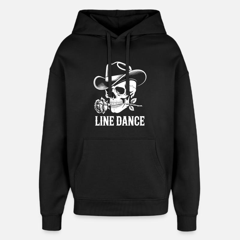 Line Dance Totenkopf mit Rose - Oversized Unisex Hoodie von Stanley/Stella - Schwarz