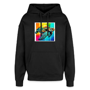 Schildkröte - Oversized Unisex Hoodie von Stanley/Stella - Schwarz - Vorne - AI Model Female 172 light (172cm) & AI Model Male 185 light (185cm)