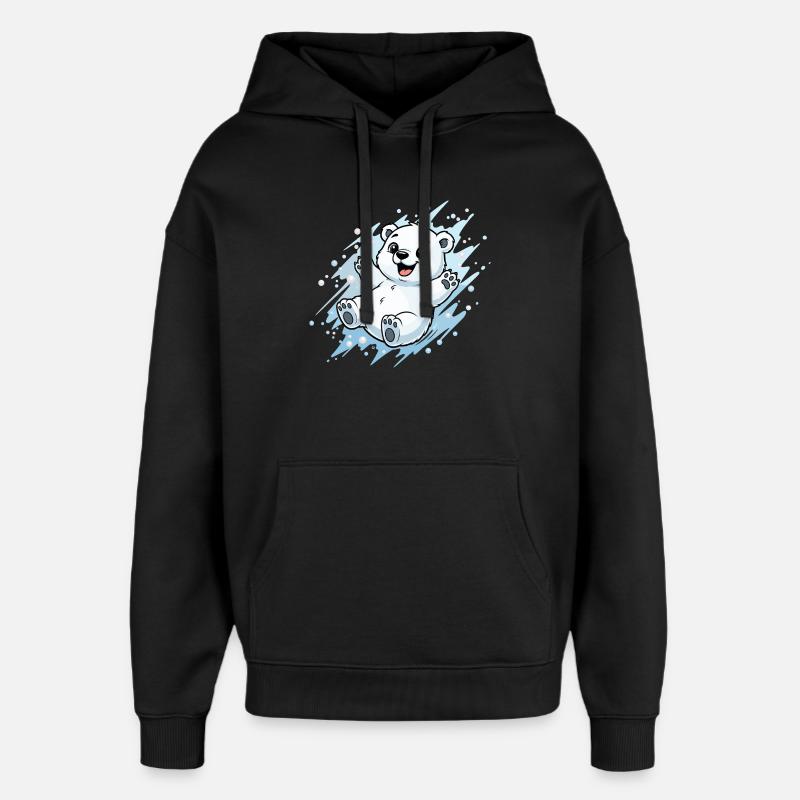 Happy Polar Bear Splash - Oversized Unisex Hoodie by Stanley/Stella - black