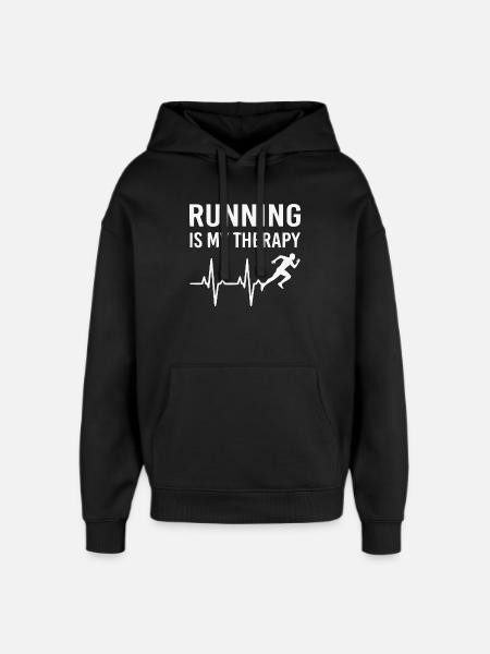 Running Is Therapy Running T-Shirt - Oversized Unisex Hoodie by Stanley/Stella - black