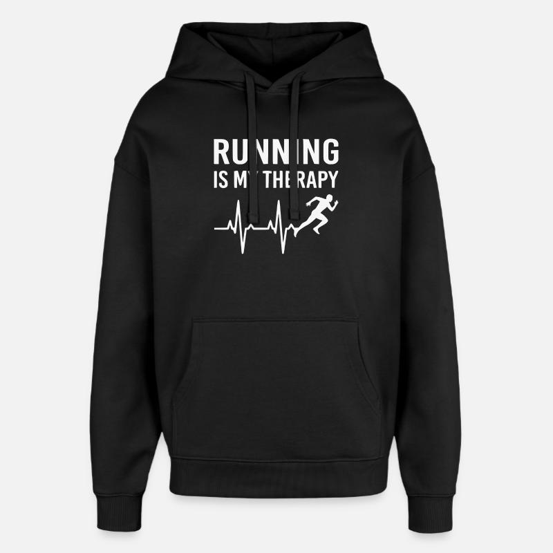 Running Is Therapy Running T-Shirt - Sweat à capuche unisexe Stanley/Stella Oversized - noir