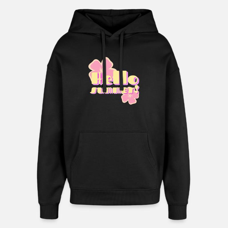 Hello Summer fleurs pastel rétro - Sweat à capuche unisexe Stanley/Stella Oversized - noir
