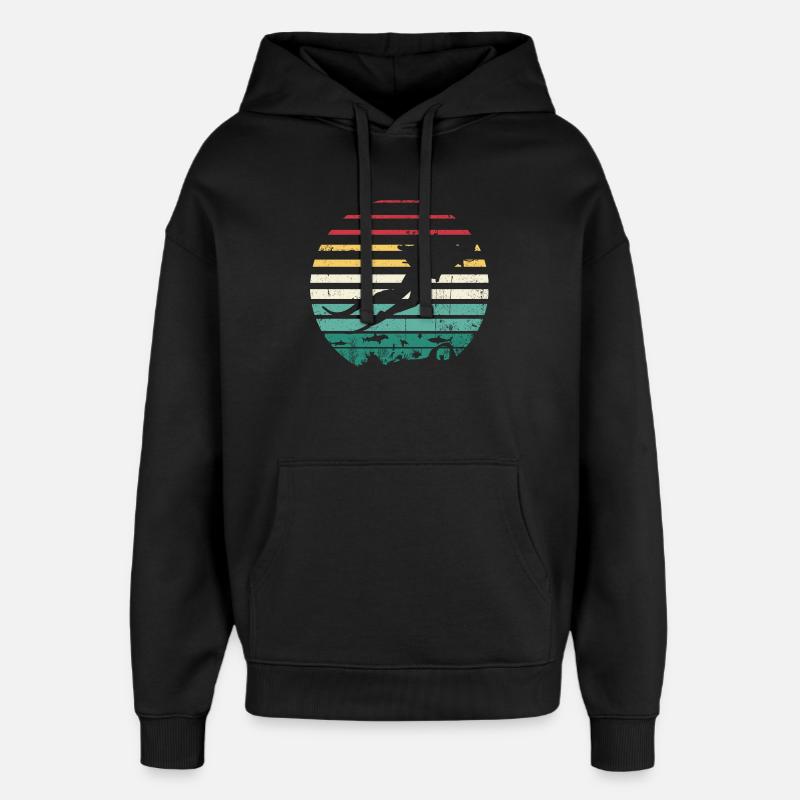 Retro Sunset Surf Silhouette Tee - Oversized Unisex Hoodie von Stanley/Stella - Schwarz
