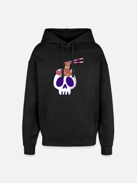 Skull and noodles - Oversized Unisex Hoodie by Stanley/Stella - black