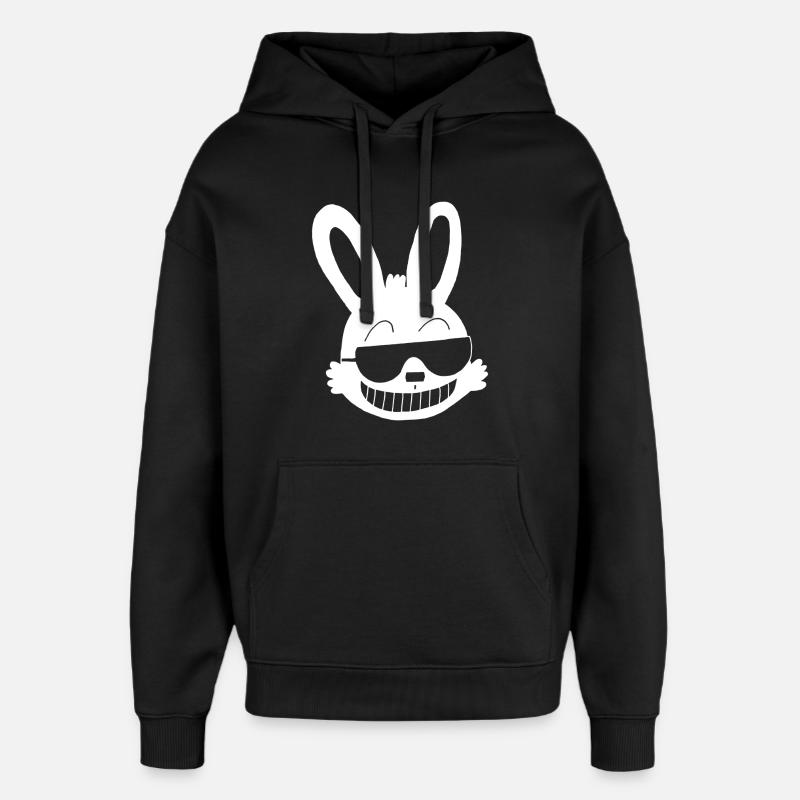 Lapin blanc frimeur - Sweat à capuche unisexe Stanley/Stella Oversized - noir