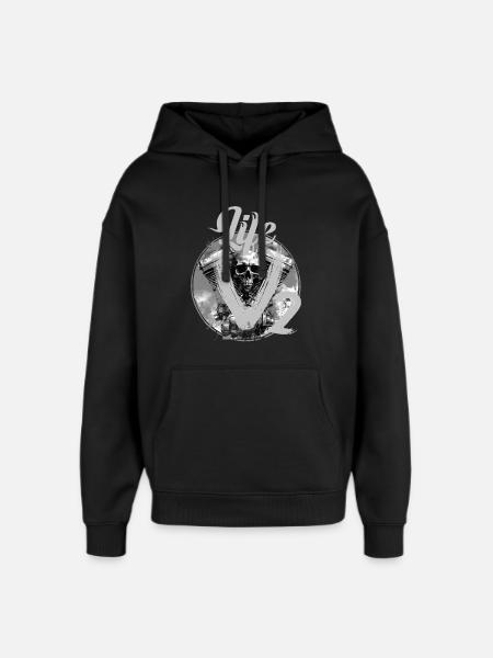 V-Twin Motorcycle Skull Design - Oversized Unisex Hoodie by Stanley/Stella - black