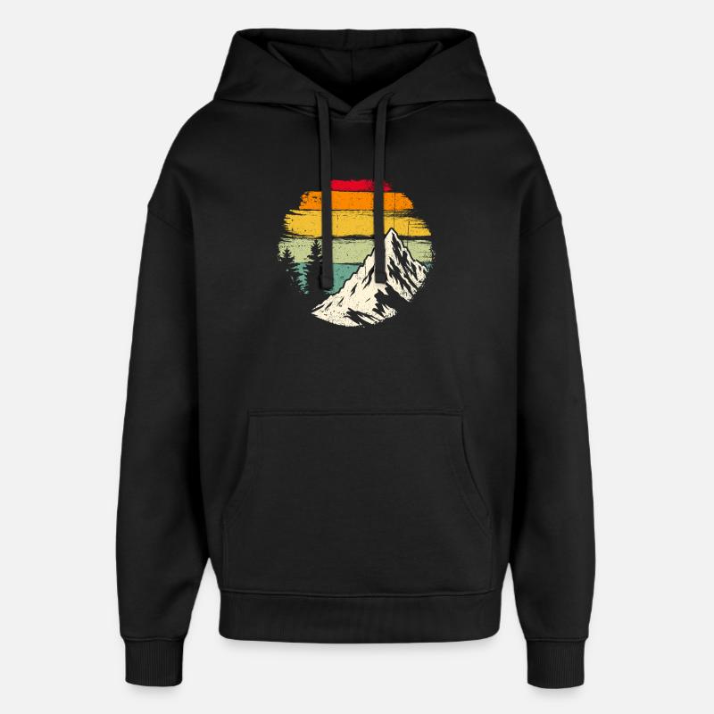 Retro Sunset Ridge Berg - Oversized Unisex Hoodie von Stanley/Stella - Schwarz