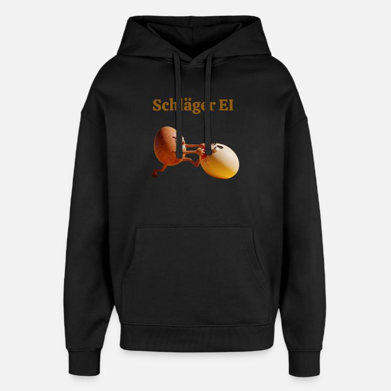 Racket Egg – Funny Egg Fight - Oversized Unisex Hoodie by Stanley/Stella - black