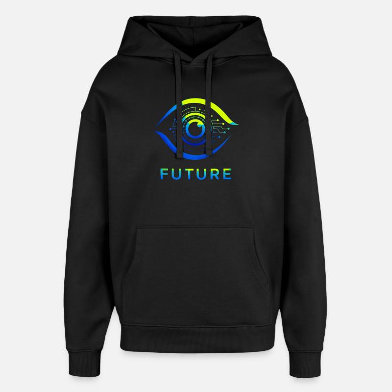 Futuristic Circle Technology Design - Oversized Unisex Hoodie by Stanley/Stella - black
