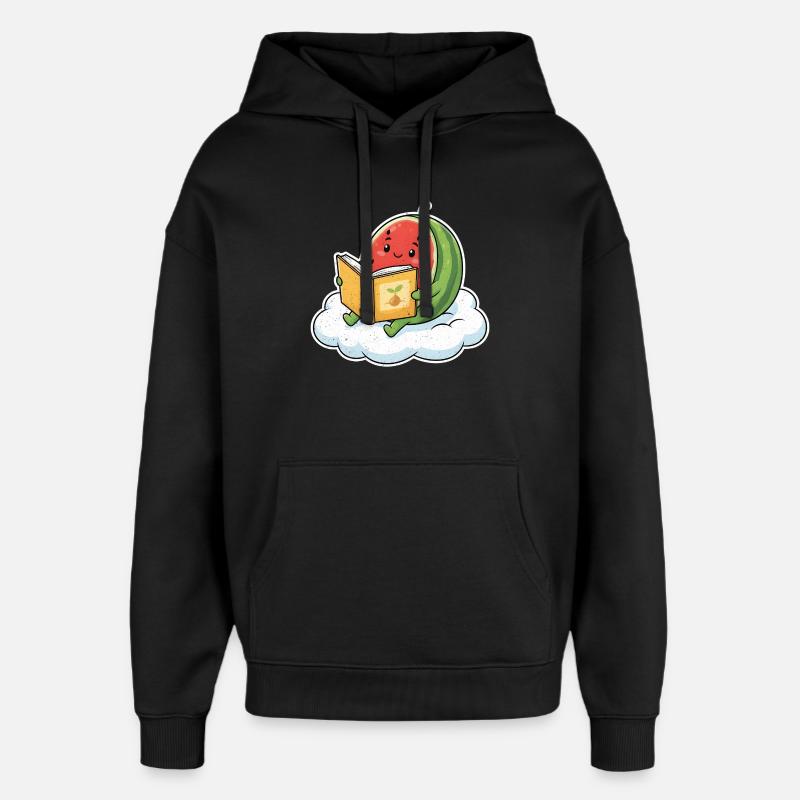 Melon kawaii en lisant - Sweat à capuche unisexe Stanley/Stella Oversized - noir
