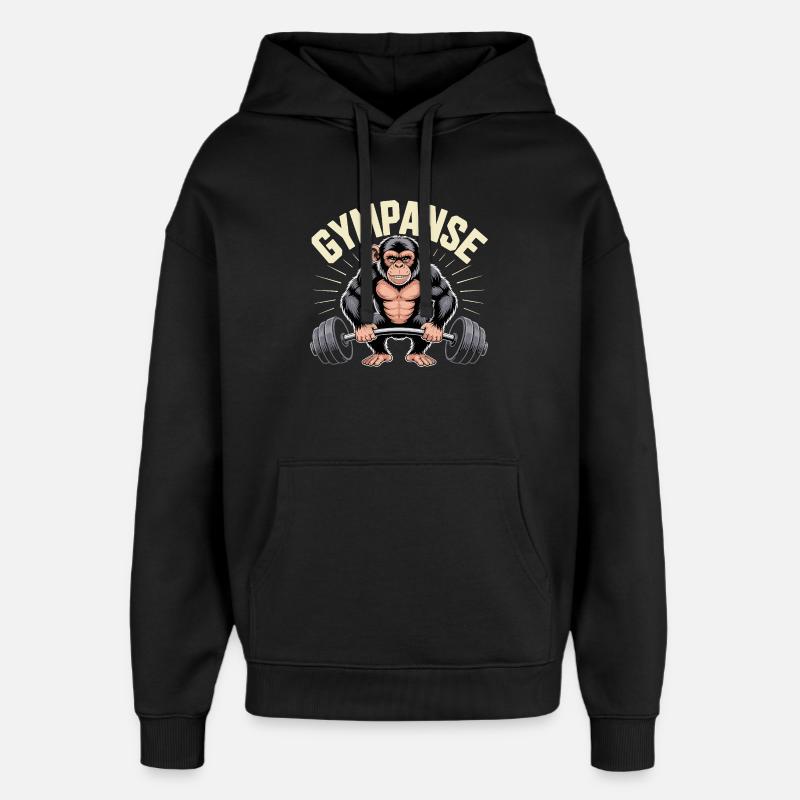 Gymchimp Strength Training Motif - Oversized Unisex Hoodie by Stanley/Stella - black