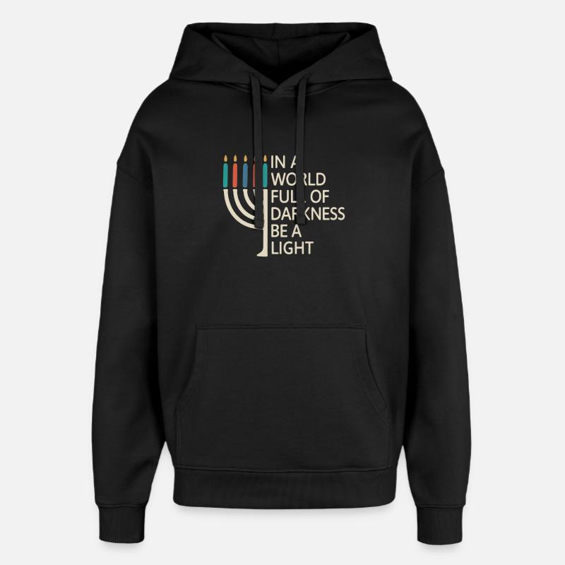 Sei ein Licht, fröhliches Chanukka - Oversized Unisex Hoodie von Stanley/Stella - Schwarz