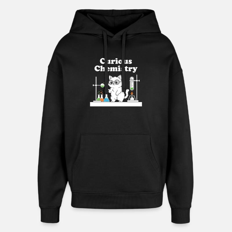 Chat de la Chimie Curieuse - Sweat à capuche unisexe Stanley/Stella Oversized - noir