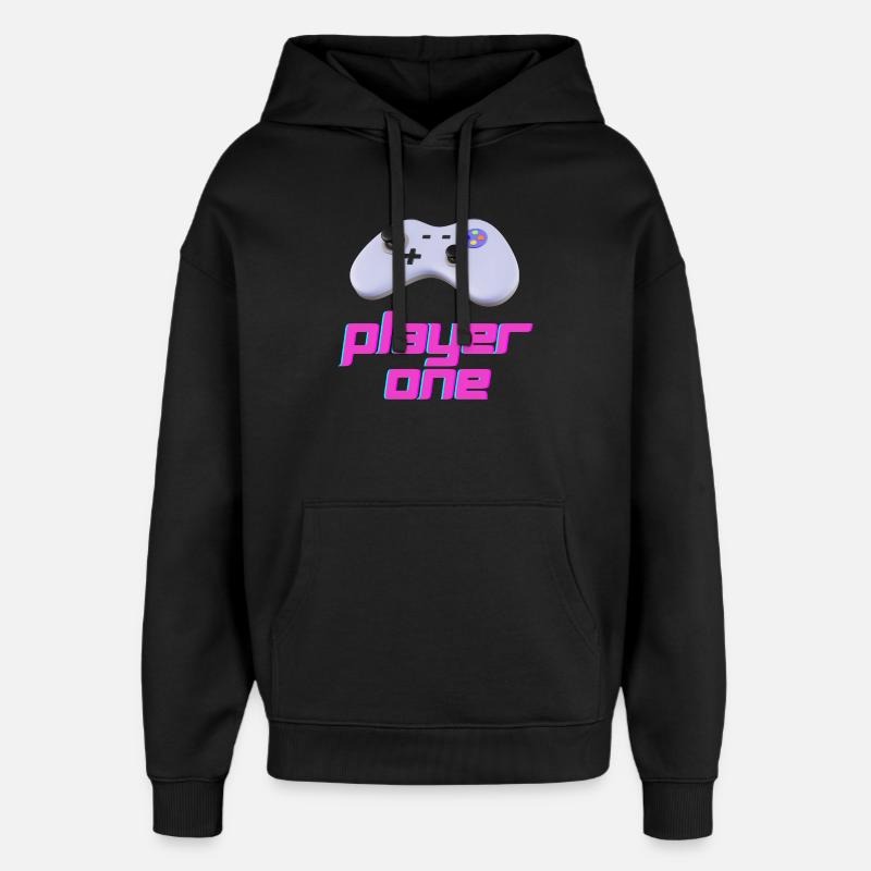 Neon Retro Controller Player One - Oversized Unisex Hoodie by Stanley/Stella - black