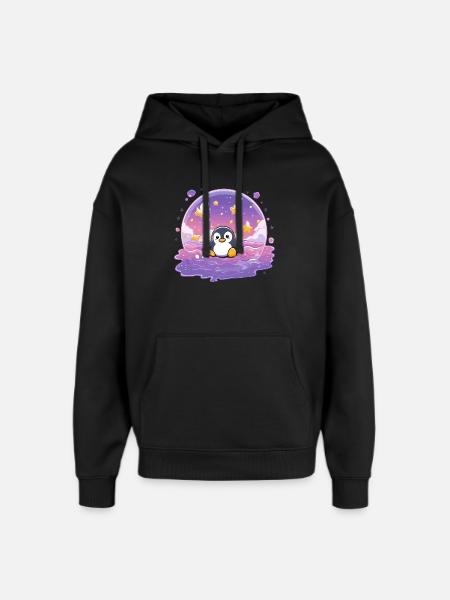 Pinguin im Sternensiegel - Oversized Unisex Hoodie von Stanley/Stella - Schwarz