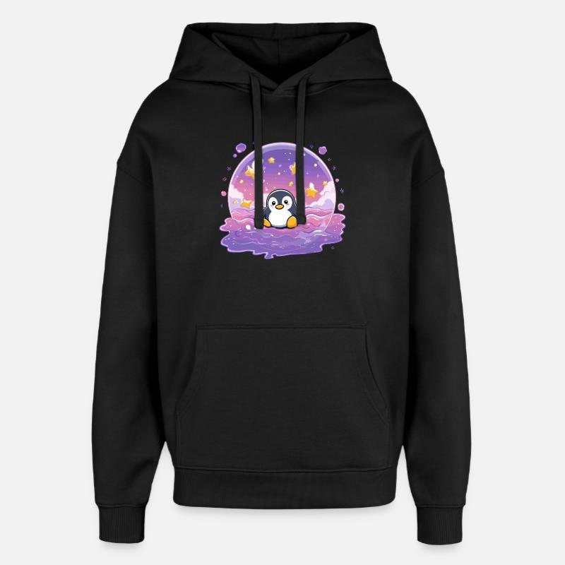 Pingouin dans le Sceau Stellaire - Sweat à capuche unisexe Stanley/Stella Oversized - noir