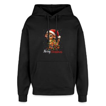Süßes Reh und Rentier Outfit für Weihnachten - Oversized Unisex Hoodie von Stanley/Stella - Schwarz - Vorne - AI Model Female 172 light (172cm) & AI Model Male 185 light (185cm)