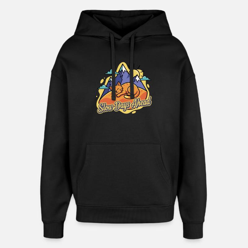 Chat endormi sur Bergen - Sweat à capuche unisexe Stanley/Stella Oversized - noir