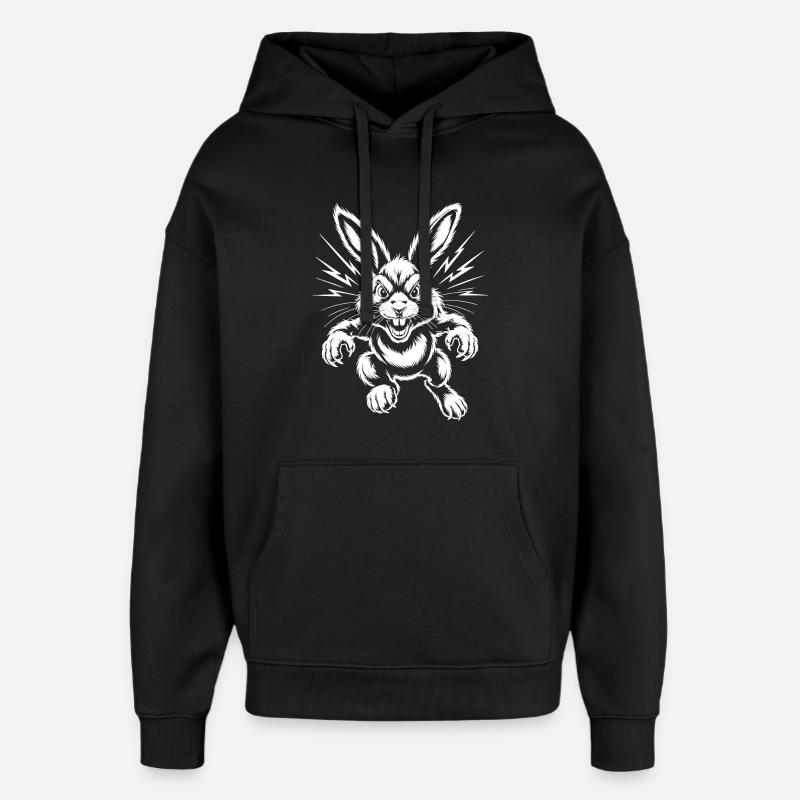 Aggressive Rabbit - Oversized Unisex Hoodie by Stanley/Stella - black