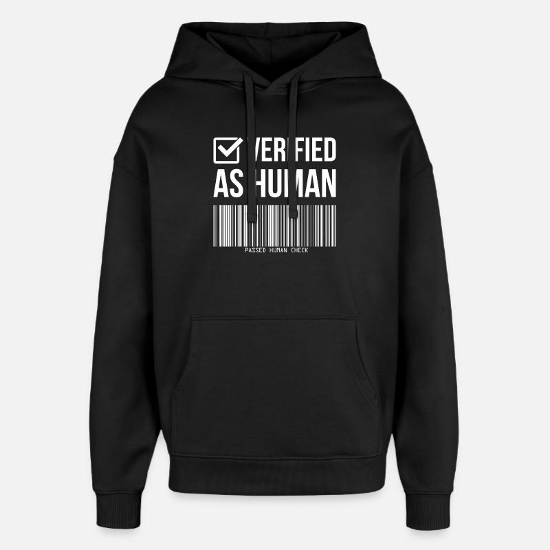 Vérification du code-barres : humour humain vérifié - Sweat à capuche unisexe Stanley/Stella Oversized - noir