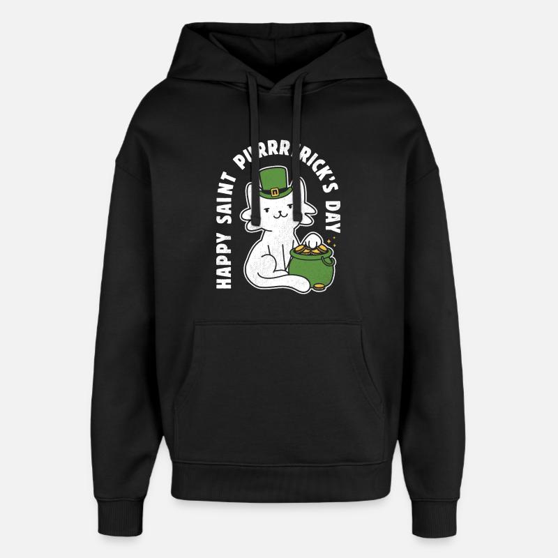 Frohen St. Purrrtrick's Day - Oversized Unisex Hoodie von Stanley/Stella - Schwarz