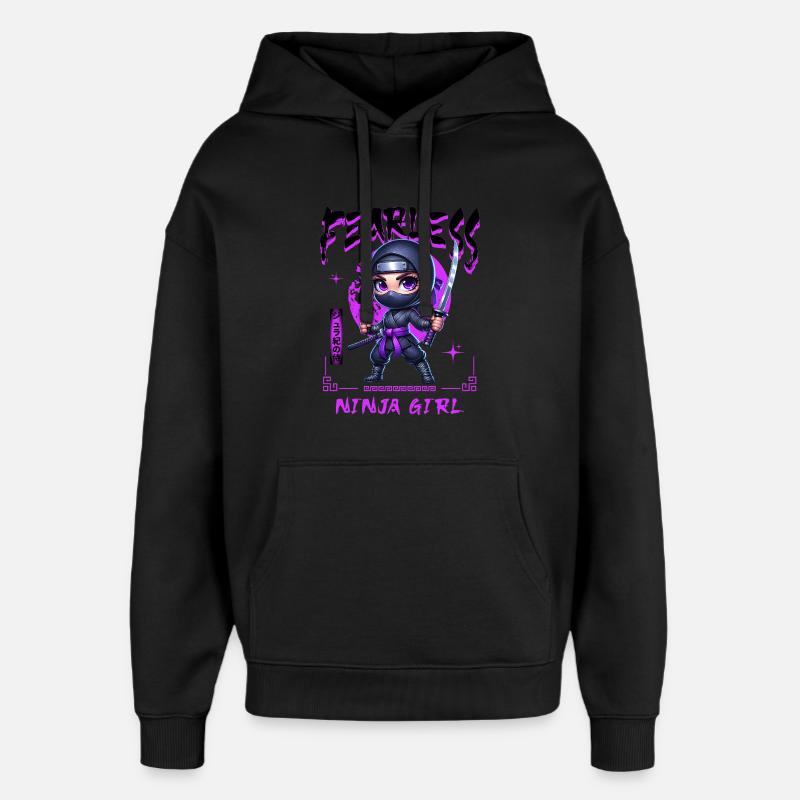 Ninja Mädchen Chibi mit Katana - Oversized Unisex Hoodie von Stanley/Stella - Schwarz