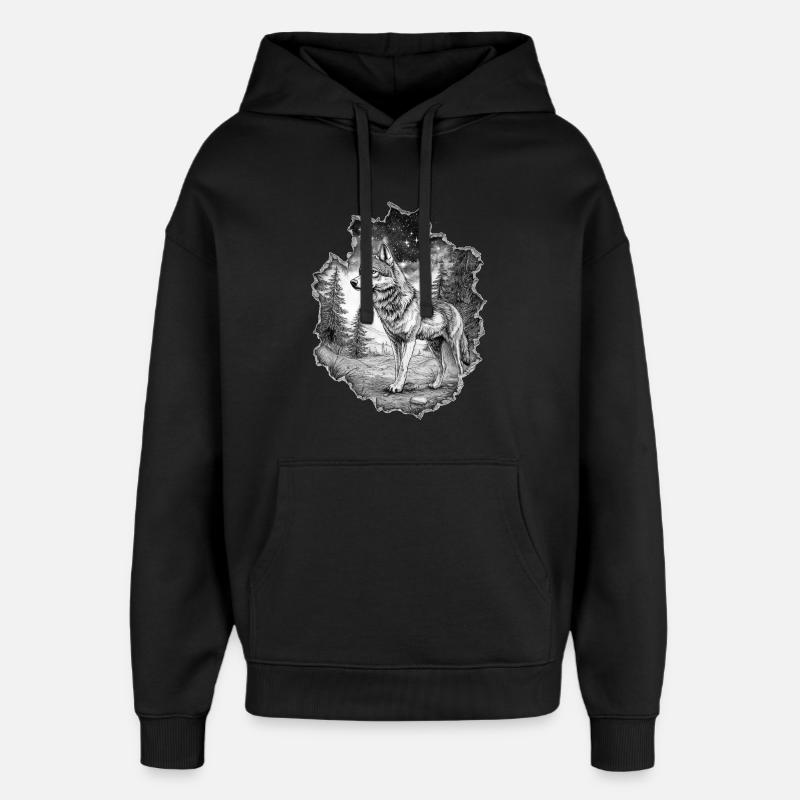 Loup - Sweat à capuche unisexe Stanley/Stella Oversized - noir