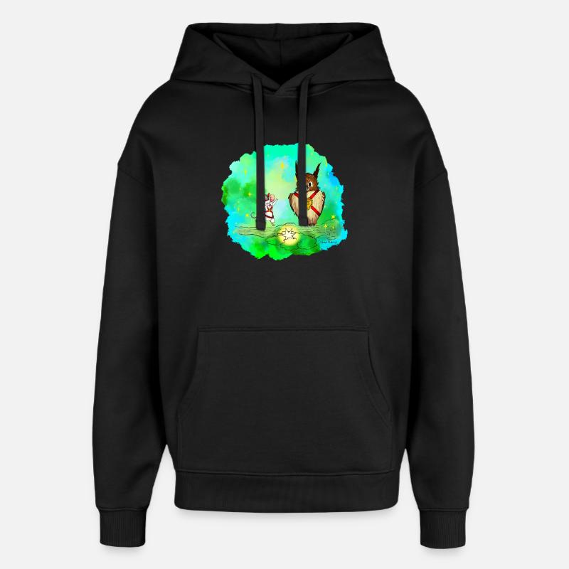 Stern-Sucher Maus und Eule - Oversized Unisex Hoodie von Stanley/Stella - Schwarz