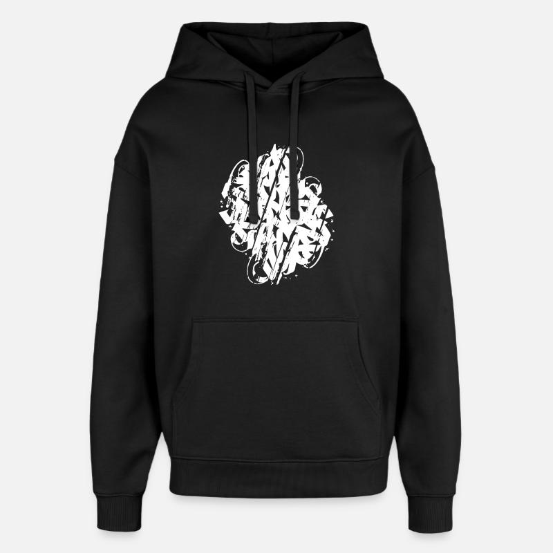 DIRTY ABSTRACT CALLIGRAPHY SHAPE - Oversized Unisex Hoodie by Stanley/Stella - black