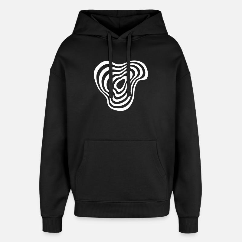 Concentric Lines Ripple - Oversized Unisex Hoodie by Stanley/Stella - black