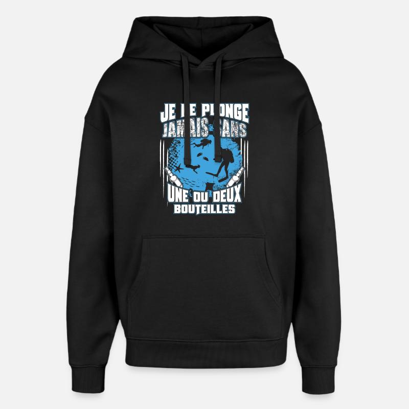 Une ou deux bouteilles - Sweat à capuche unisexe Stanley/Stella Oversized - noir