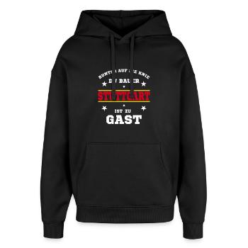 Stuttgart Fussball Fan Stadion - Oversized Unisex Hoodie von Stanley/Stella - Schwarz - Vorne - AI Model Female 172 light (172cm) & AI Model Male 185 light (185cm)