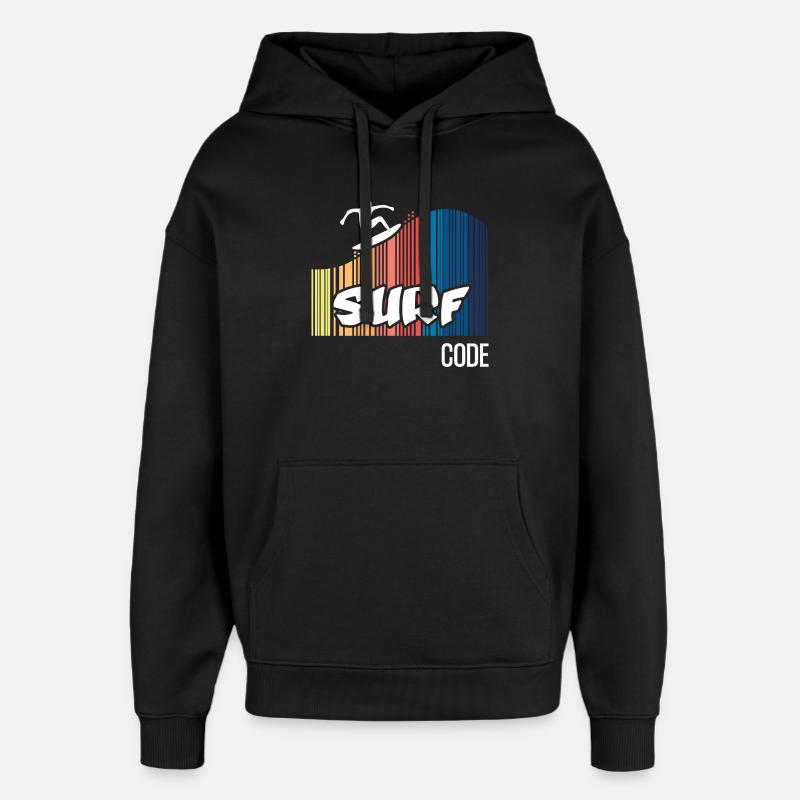 Surf Code (dark) - Oversized Unisex Hoodie by Stanley/Stella - black