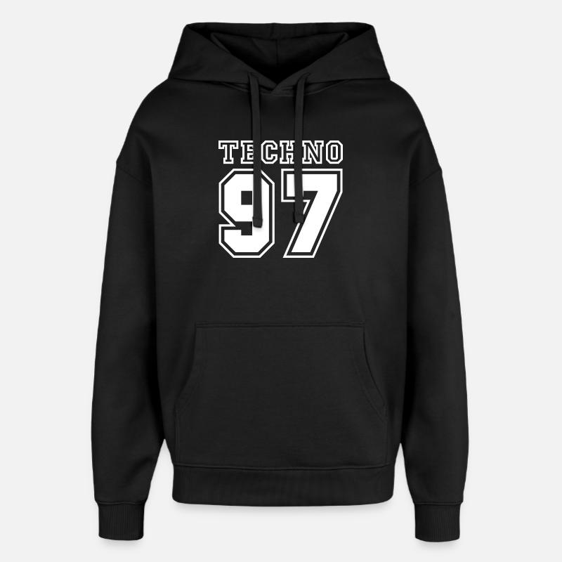 TECHNO 97 - Sweat à capuche unisexe Stanley/Stella Oversized - noir