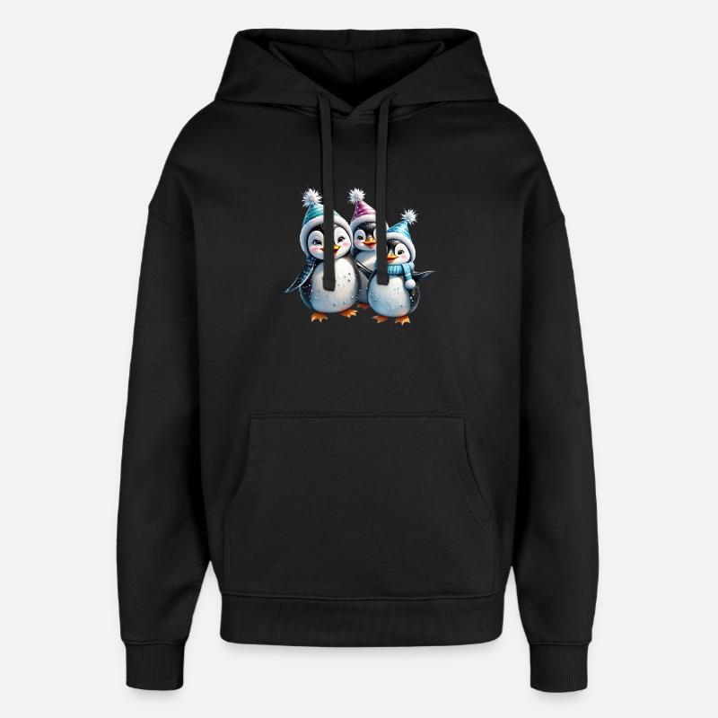 Trois adorables pingouins - Sweat à capuche unisexe Stanley/Stella Oversized - noir