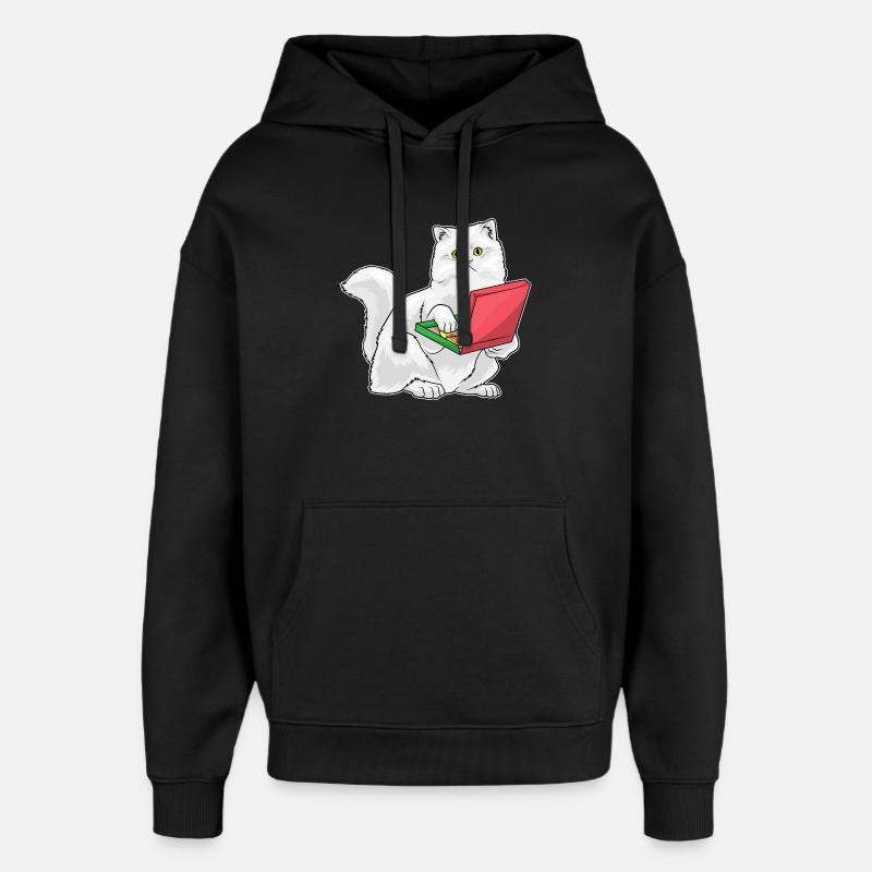 Pizza Chat Persan - Sweat à capuche unisexe Stanley/Stella Oversized - noir