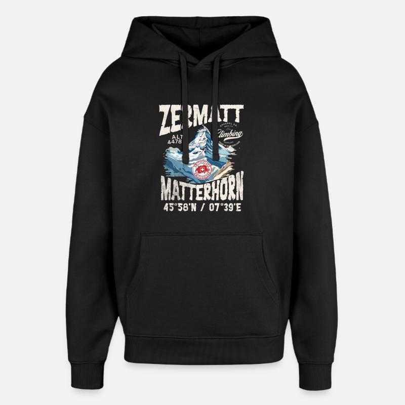 Zermatter Klettern 3 - Oversized Unisex Hoodie von Stanley/Stella - Schwarz