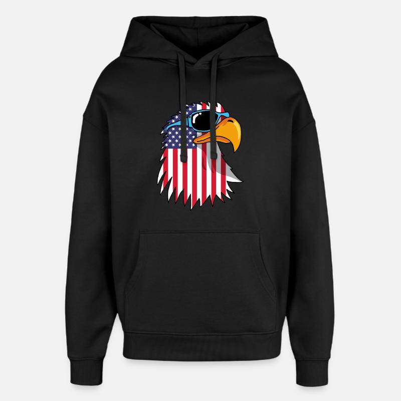 Aigle et drapeau américain - Sweat à capuche unisexe Stanley/Stella Oversized - noir