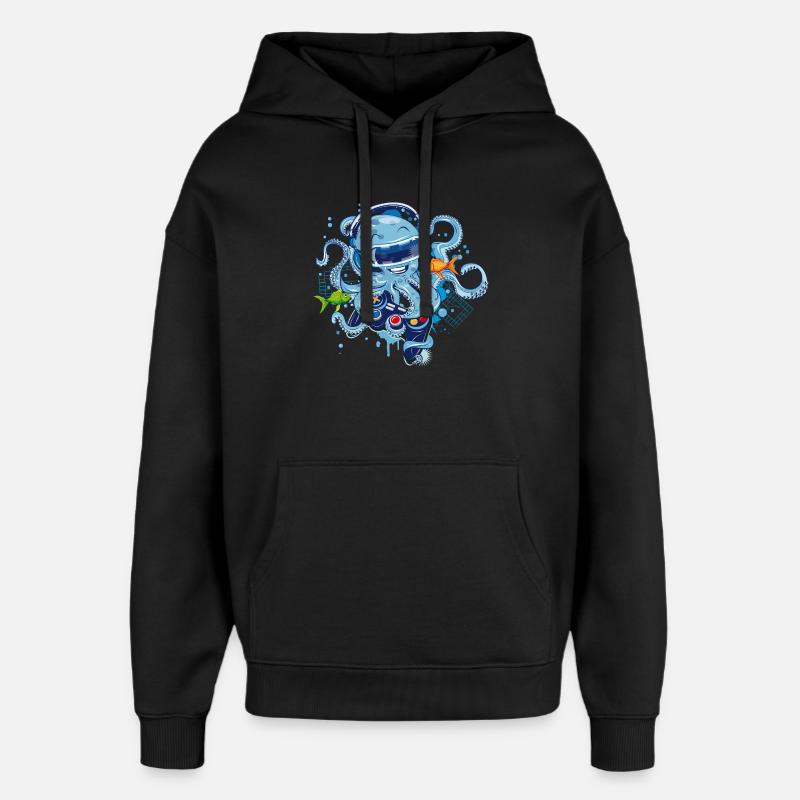 Gaming Oktopus mit Controller - Oversized Unisex Hoodie von Stanley/Stella - Schwarz